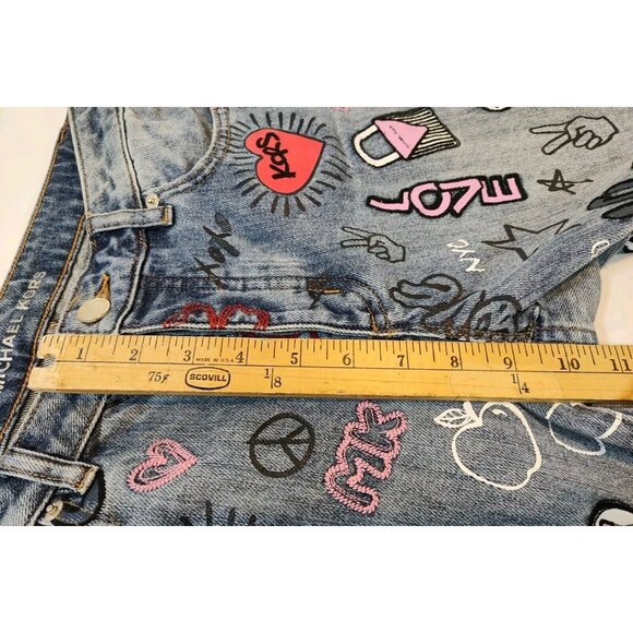 Michael Kors Graffiti Embroidered Cropped Jeans Women's Size 6 NYC HTF Hippie - Picture 8 of 10